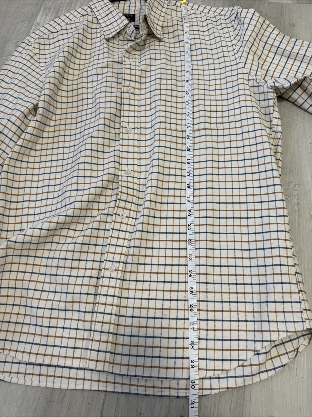 J. Crew Cream and Navy Plaid Button Down Men’s XL